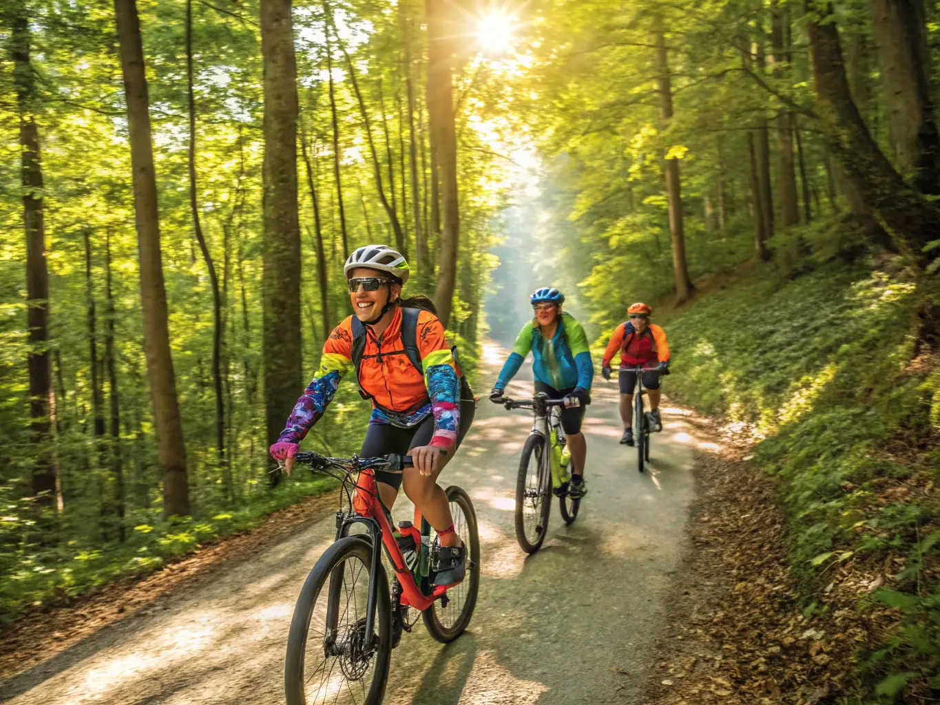 A group of riders is participating in a cross-country jumping course, showcasing the excitement and challenge of advanced riding.